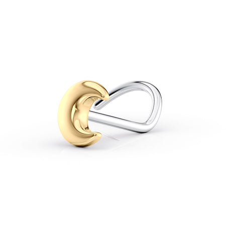 Titanium Moon Curved Nose Ring with 14K Gold - 20G