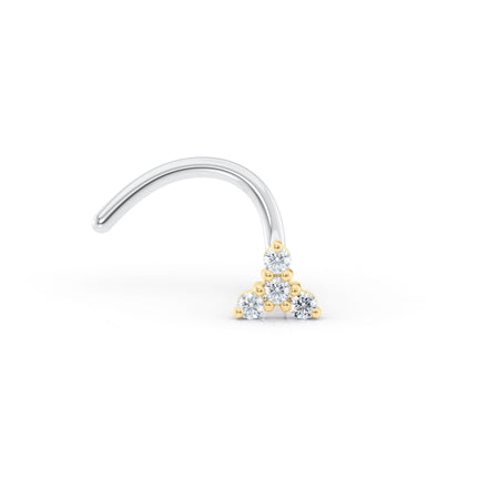 Titanim Triangle Cubic Zirconia Curved Nose Ring with 14K Gold - 20G