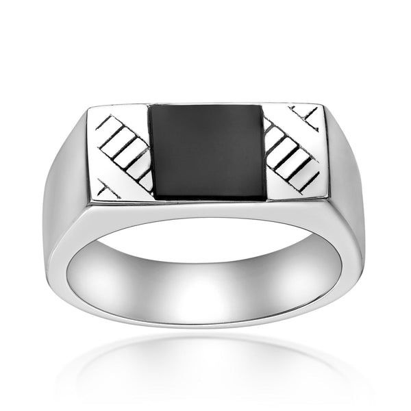 Men's Black Onyx Ring in Sterling Silver