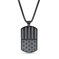American Flag Dog Tag in Black Ion-Plated Stainless Steel