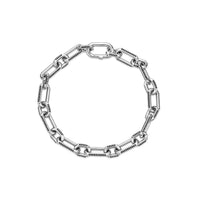 Black Spinel Paperclip Link Bracelet with Carabiner Hook in Sterling Silver, 8.5"