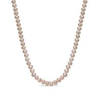 Peach Pearl Necklace with Sterling Silver, 16"