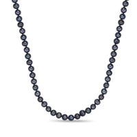 Black Pearl Necklace with Sterling Silver, 16"