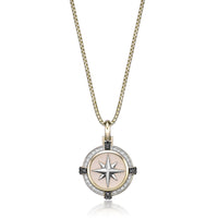 0.34 cttw Black and White Diamond Medallion Pendant in Yellow Gold Plated Sterling Silver, 24"