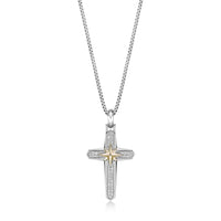 0.49 cttw Natural Diamond Cross Pendant in Sterling Silver, 24"