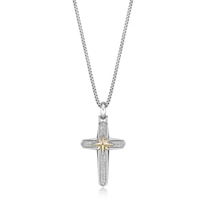 0.49 cttw Natural Diamond Cross Pendant in Sterling Silver, 24"
