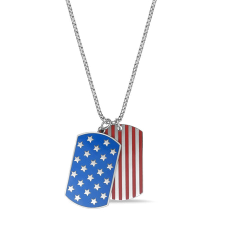 American Flag Dog Tag in Stainless Steel