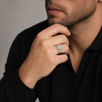 Men's Lab Grown Diamond Ring in Sterling Silver (3/4 ct. tw.)
