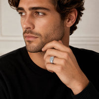 Men's Lab Grown Diamond Ring in Sterling Silver (3/4 ct. tw.)