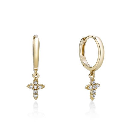 Dangle Cross Huggie Earrings