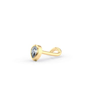 14K Teardrop Cubic Zircoia Curved Nose Ring - 20G