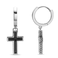 Cross Hoop Earring in Sterling Silver