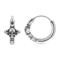 Skull Hoop Earring in Black Ion Plated Stainless Steel