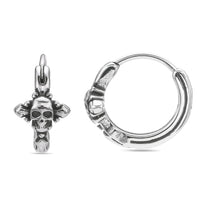Skull Hoop Earring in Black Ion Plated Stainless Steel