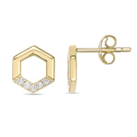 Lab Grown Diamond Hexagon Stud Earrings