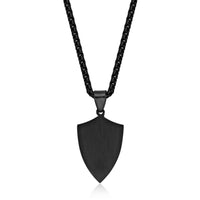 Men's Shield Pendant in Black Ion Plated Stainless Steel