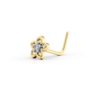 20 G (0.8 mm) L-Shape Nose Ring in 14K Yellow Gold