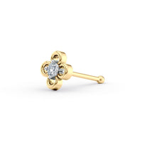 14K Gold Floral 0.04 Carat Lab Grown Diamond Nose Stud - 18G