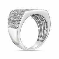Diagonal Rows Ring in Sterling Silver