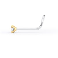 Titanium Diamond Curved Nose Ring with 14K Gold - 20G