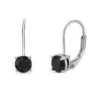 Black Onyx Leaverback Earrings in Sterling Silver