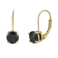 Black Onyx Leaverback Earrings in Sterling Silver