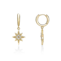 Large Star Dangle Huggie Earrings