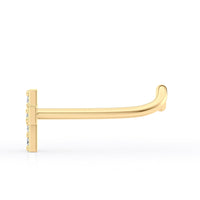 14K Cross CZ Curved Nose Ring - 20G