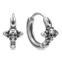 Skull Hoop Earring in Black Ion Plated Stainless Steel