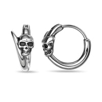 Skull Hoop Earring in Black Ion Plated Stainless Steel