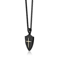 Men's Shield Pendant in Black Ion Plated Stainless Steel