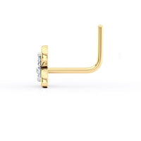 20 G (0.8 mm) L-Shape Nose Ring in 14K Yellow Gold