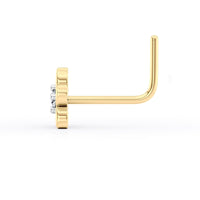 20 G (0.8 mm) L-Shape Nose Ring in 14K Yellow Gold