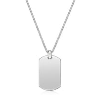 Men’s Black Agate Dog Tag Pendant in Stainless Steel