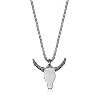 Men's Bull Pendant with Black Spinel in in Oxidized Sterling Silver