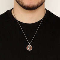 Round Eagle Pendant in Brown Obsidian and Serling Silver
