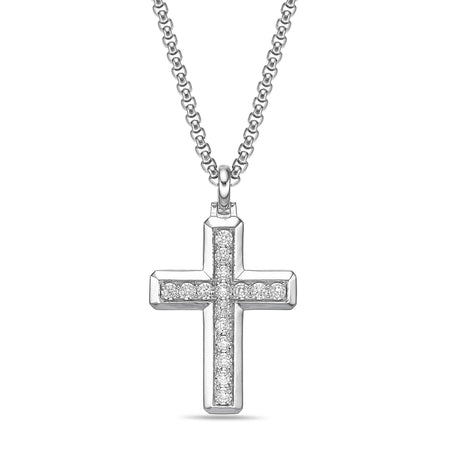 Domed Beveled Pendant in Sterling Silver