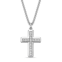 Domed Beveled Pendant in Sterling Silver
