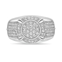 Pavé Halo Ring in Sterling Silver
