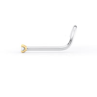 Titanium Cubic Zirconia Curved Nose Ring with 14K Gold - 20G