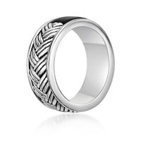 Men's Black Onyx Woven Band in Sterling Silver