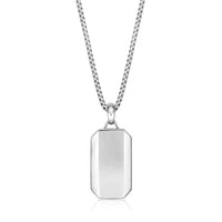 Chevron Black Onyx Dog Tag Pendant in Sterling Silver, 24"