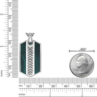 Chevron Malachite Dog Tag Pendant in Sterling Silver, 24"