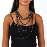 Black Pearl Necklace with Sterling Silver, 16"