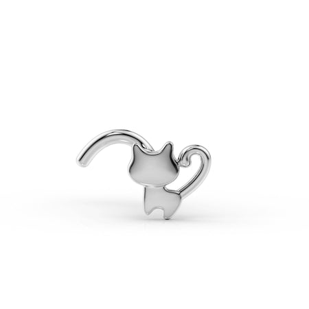 14K Cat Curved Nose Ring - 20G
