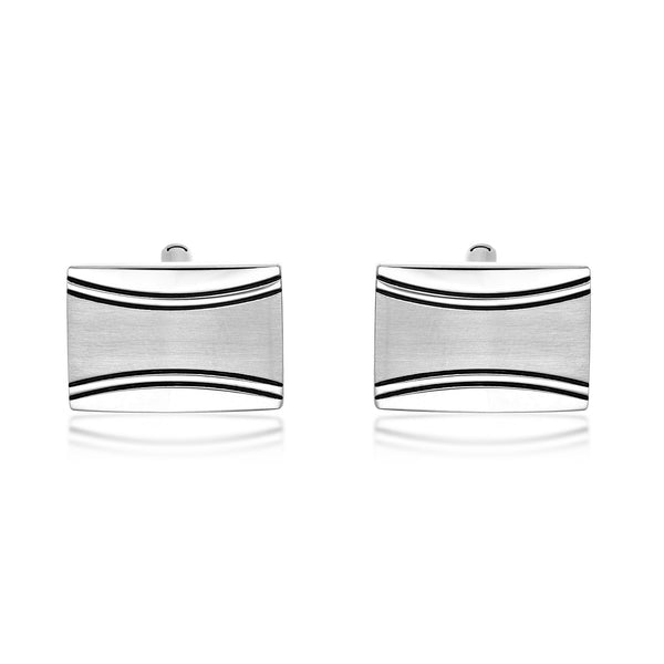 Rectangle Satin Finish Cufflinks in Stainless Steel