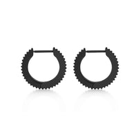 Ridged Hoop Earring in Black Ion Plated Stainless Steel