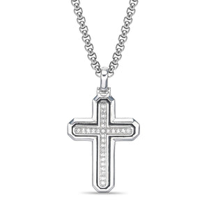 Men's Lab Grown Diamond Cross Pendant in Sterling Silver (1/2 ct. tw.)