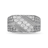 Diagonal Rows Ring in Sterling Silver