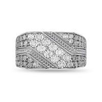 Diagonal Rows Ring in Sterling Silver